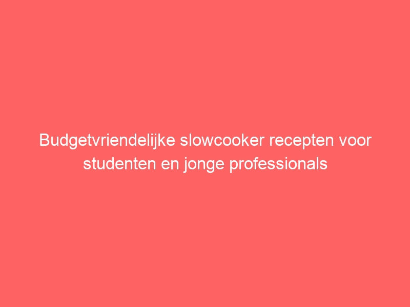Budgetvriendelijke slowcooker recepten voor studenten en jonge professionals 1