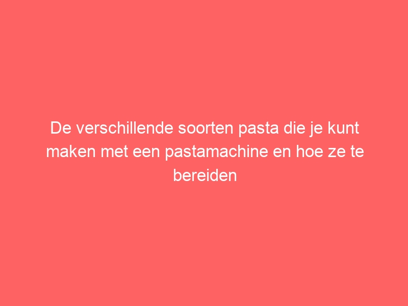 De verschillende soorten pasta die je kunt maken met een pastamachine en hoe ze te bereiden 9