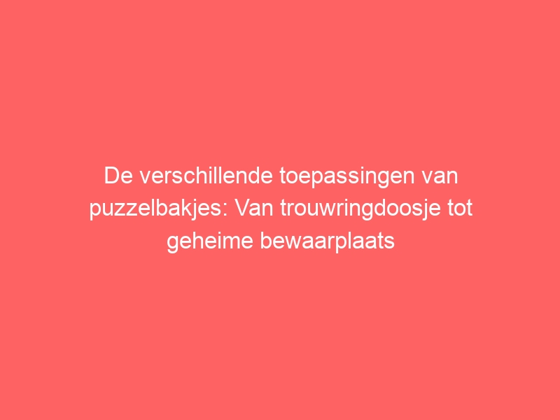 De verschillende toepassingen van puzzelbakjes: Van trouwringdoosje tot geheime bewaarplaats 1