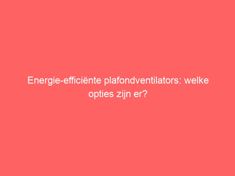 Energie-efficiënte plafondventilators: welke opties zijn er? 1