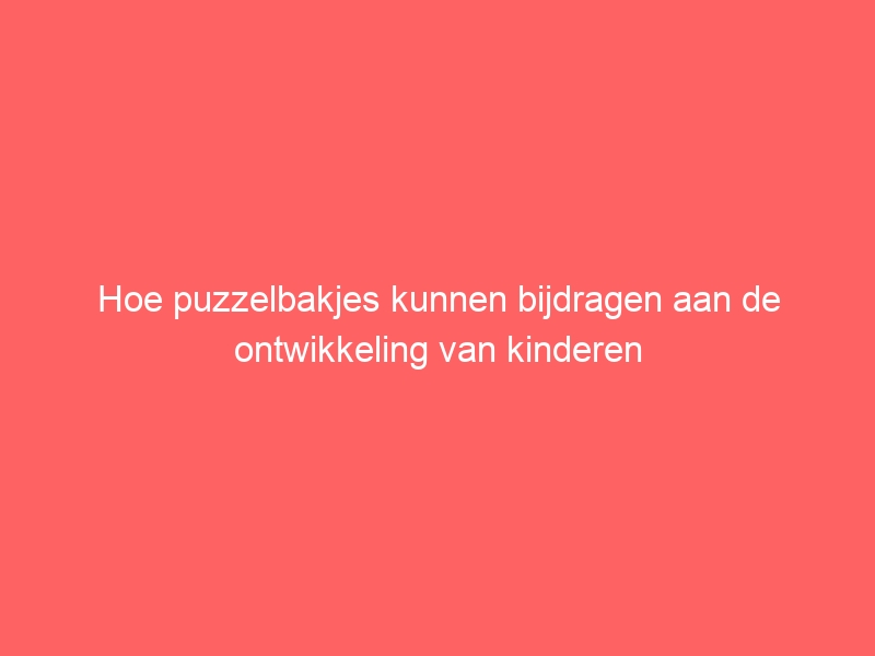 Hoe puzzelbakjes kunnen bijdragen aan de ontwikkeling van kinderen 1