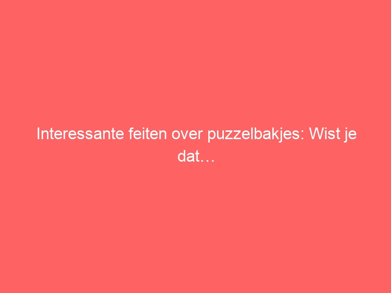 Interessante feiten over puzzelbakjes: Wist je dat… 1