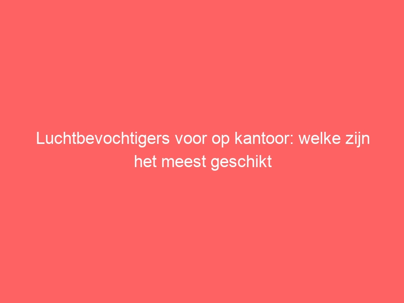 Luchtbevochtigers voor op kantoor: welke zijn het meest geschikt 1