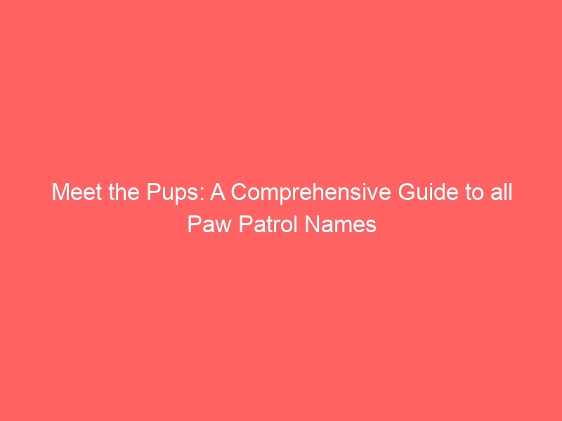 Meet the Pups: A Comprehensive Guide to all Paw Patrol Names 3