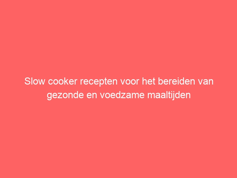 Slow cooker recepten voor het bereiden van gezonde en voedzame maaltijden 1