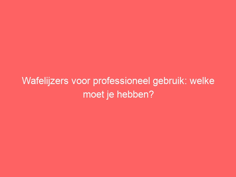 Wafelijzers voor professioneel gebruik: welke moet je hebben? 1